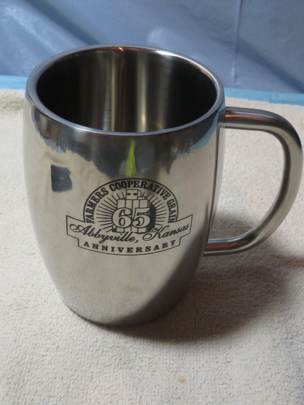 Silver Coffee Cup Farmers Cooperative Grain 65 Anniversary Kansas